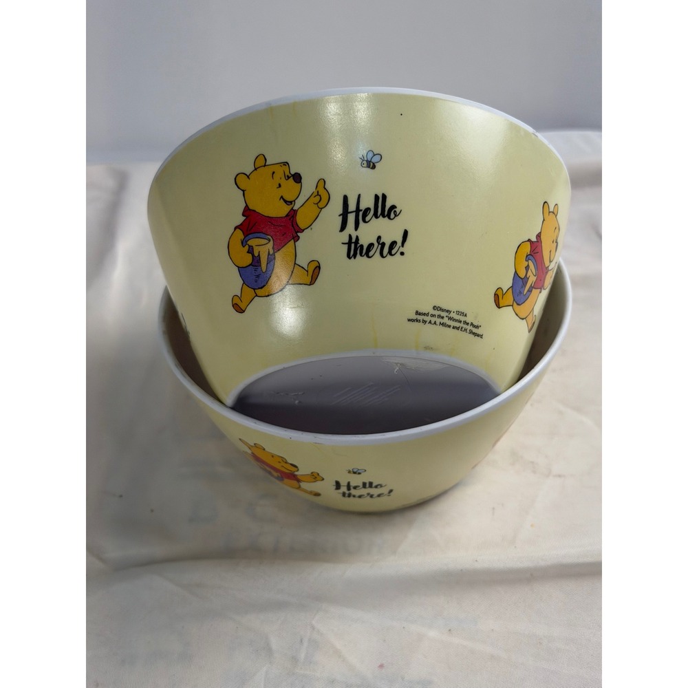 Disney Winnie the Pooh Melamine Bowls Set of 2 Hello There Yellow 1225A